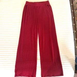Abercrombie Fitch Red Ribbed Wide Leg Lounge Pants XS The Lounge Collection